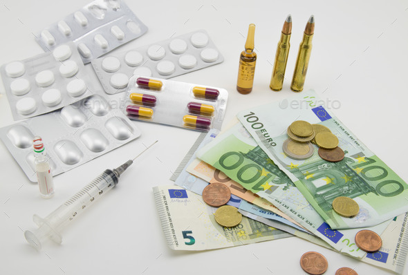 composition with money, bullets, drugs (Misc) Photo Download