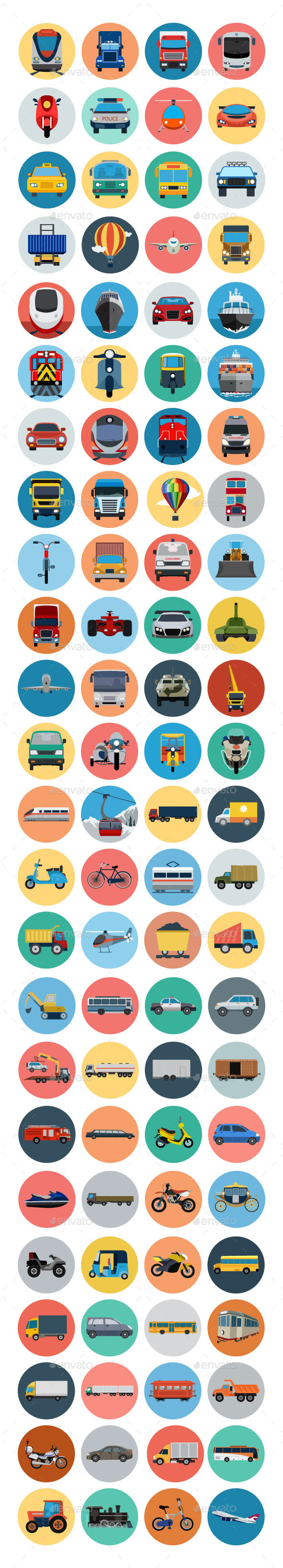 90+ Transport Flat Icons (Icons)