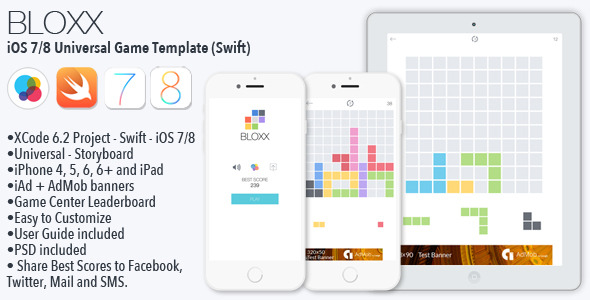 CodeCanyon BLOXX iOS 7 8 Game Universal Template Swift 10795460 CodeCanyon BLOXX iOS 7 8 Game Universal Template Swift 10795460