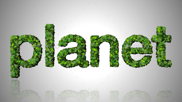 Word planet made from green leaves isolated on white background. (Misc) Photo Download