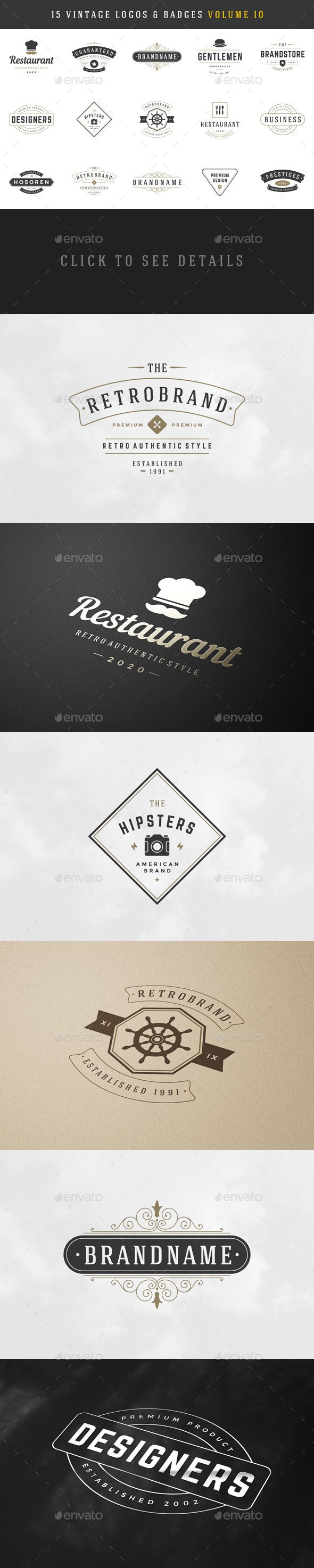 GraphicRiver 15 Retro Vintage Logotypes or Badges 10797087 GraphicRiver 15 Retro Vintage Logotypes or Badges 10797087