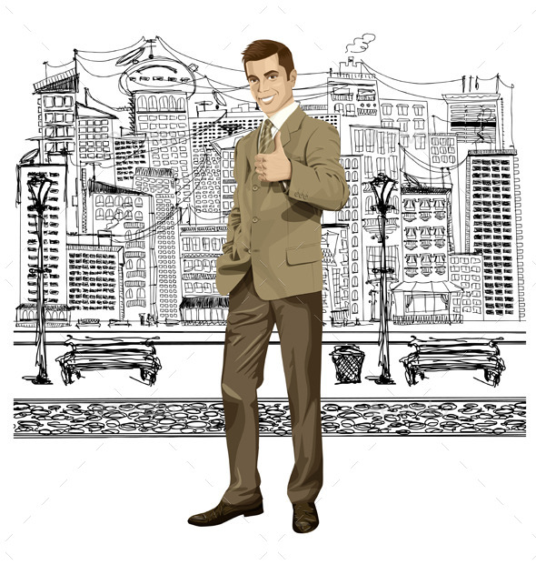 GraphicRiver Vector Business Man Shows Well Done 10797415 GraphicRiver Vector Business Man Shows Well Done 10797415