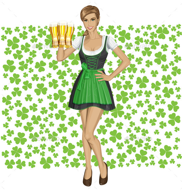 GraphicRiver Vector Woman In Drindl On Saint Patricks Day 10797533 GraphicRiver Vector Woman In Drindl On Saint Patricks Day 10797533