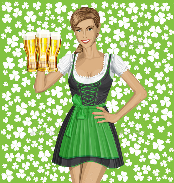 GraphicRiver Vector Woman In Drindl On Saint Patricks Day 10797537 GraphicRiver Vector Woman In Drindl On Saint Patricks Day 10797537