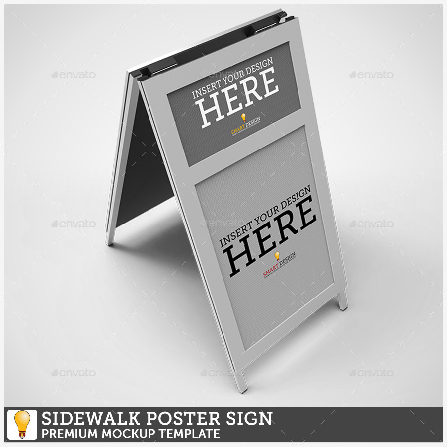 Sidewalk Poster Sign Mockup GraphicRiver