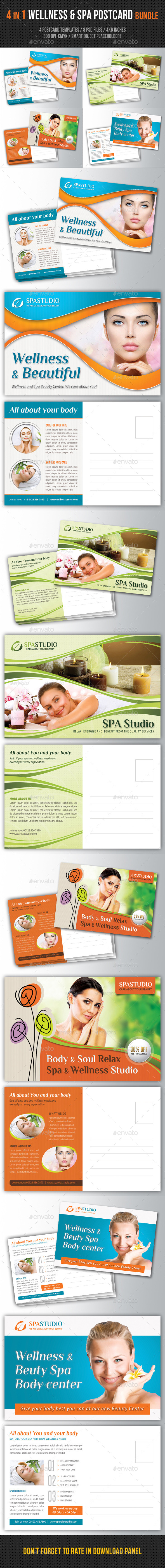 GraphicRiver 4 in 1 Wellness and Spa Postcard Bundle 10798644 GraphicRiver 4 in 1 Wellness and Spa Postcard Bundle 10798644