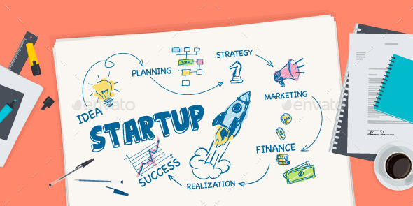 GraphicRiver Flat Design Concept for Startup 10801897 GraphicRiver Flat Design Concept for Startup 10801897