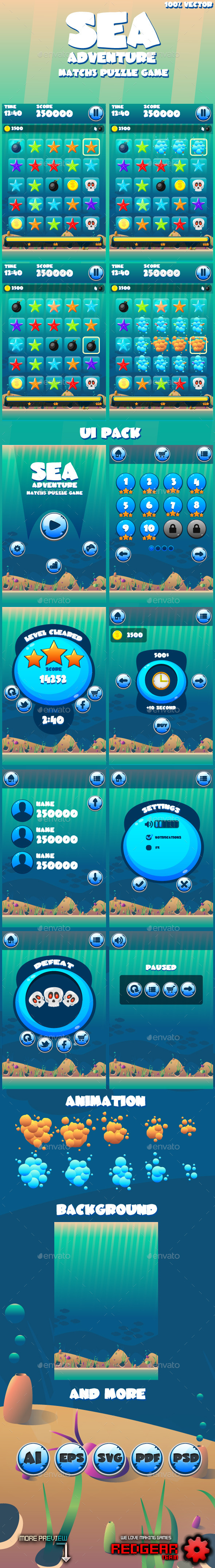 GraphicRiver Sea Adventure Match3 Game Kit 10802565 GraphicRiver Sea Adventure Match3 Game Kit 10802565