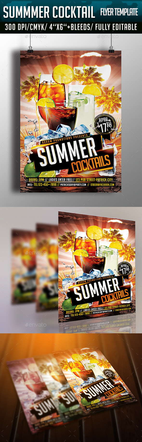 Summer Cocktail Flyer Template (Clubs & Parties)