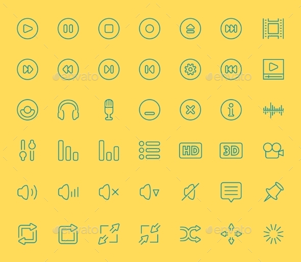 Vector Audio and Video Player Icons (Software)