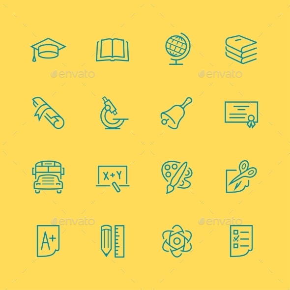 Vector School and Education Icon Set (Objects)