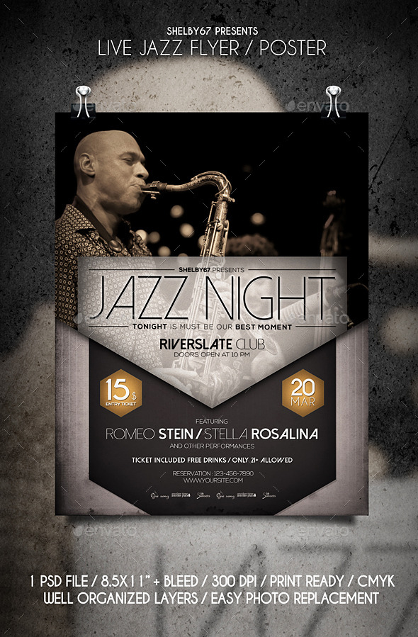 GraphicRiver Live Jazz Flyer Poster 10804130 GraphicRiver Live Jazz Flyer Poster 10804130