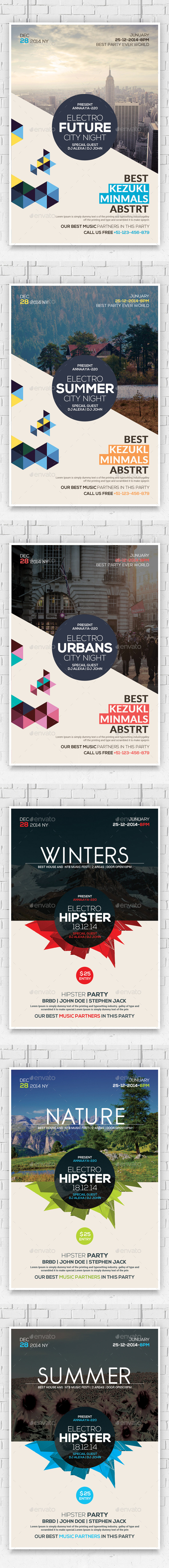 GraphicRiver Hipster Party Flyers Bundle 10804434 GraphicRiver Hipster Party Flyers Bundle 10804434