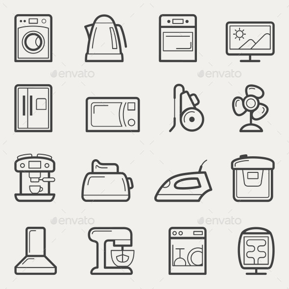 GraphicRiver Home Appliances Line Icons 10805350 GraphicRiver Home Appliances Line Icons 10805350