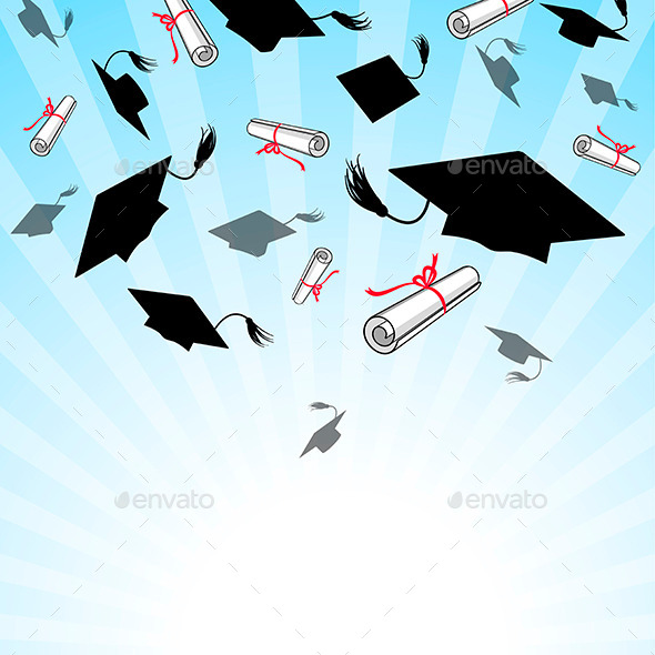 GraphicRiver Graduation Caps in the Sky 10805425 GraphicRiver Graduation Caps in the Sky 10805425