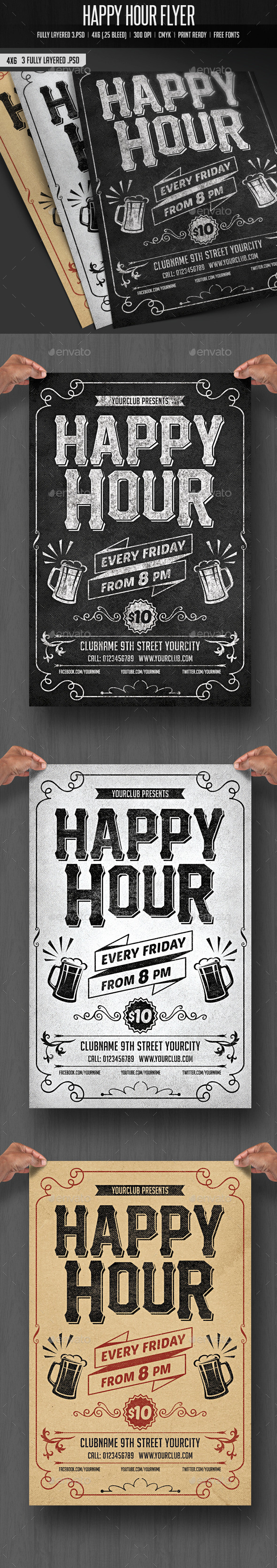 GraphicRiver Happy Hour Flyer 10810429 GraphicRiver Happy Hour Flyer 10810429
