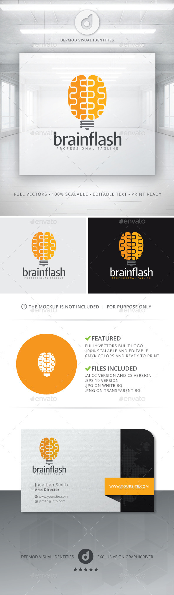 GraphicRiver Brain Flash Logo 10809564 GraphicRiver Brain Flash Logo 10809564