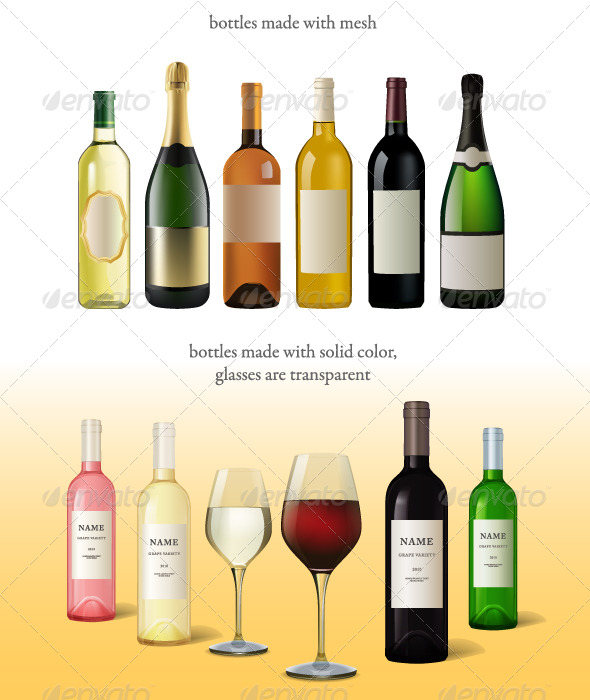 Wine bottles and glasses