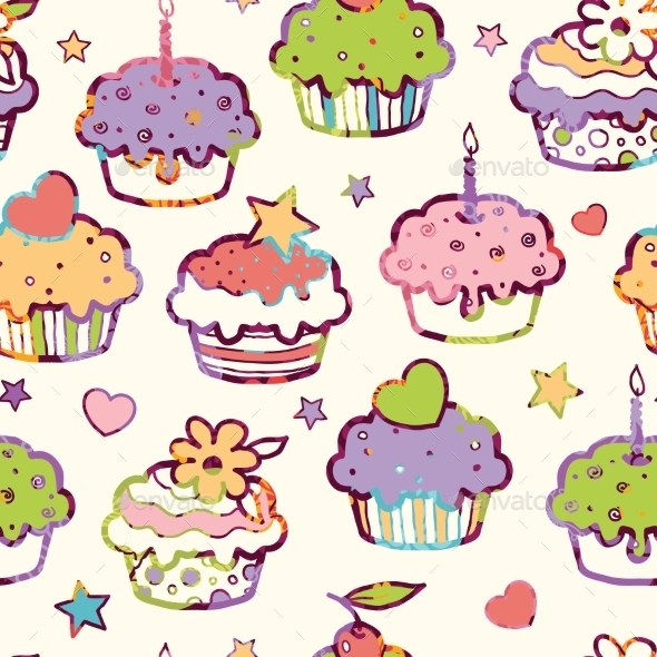 GraphicRiver Birthday Muffins Seamless Pattern Background 10815556 GraphicRiver Birthday Muffins Seamless Pattern Background 10815556