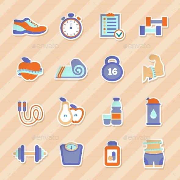 GraphicRiver Fitness Stickers 10815733 GraphicRiver Fitness Stickers 10815733