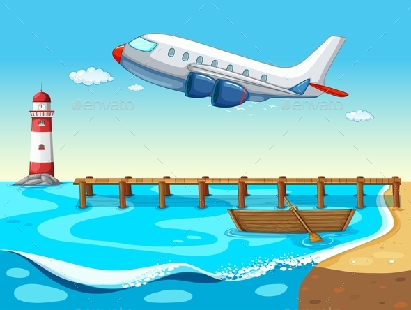 GraphicRiver Plane and Beach 10818306 GraphicRiver Plane and Beach 10818306