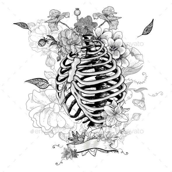 GraphicRiver Skeleton Ribs and Flowers 10821245 GraphicRiver Skeleton Ribs and Flowers 10821245