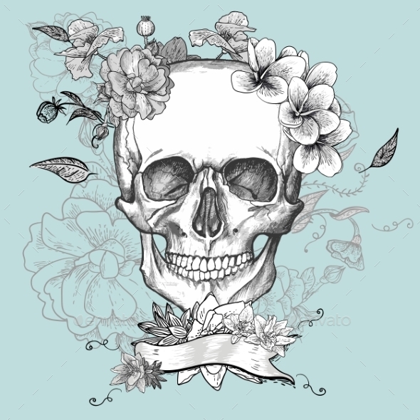 GraphicRiver Skull and Flowers Day of The Dead 10821278 GraphicRiver Skull and Flowers Day of The Dead 10821278