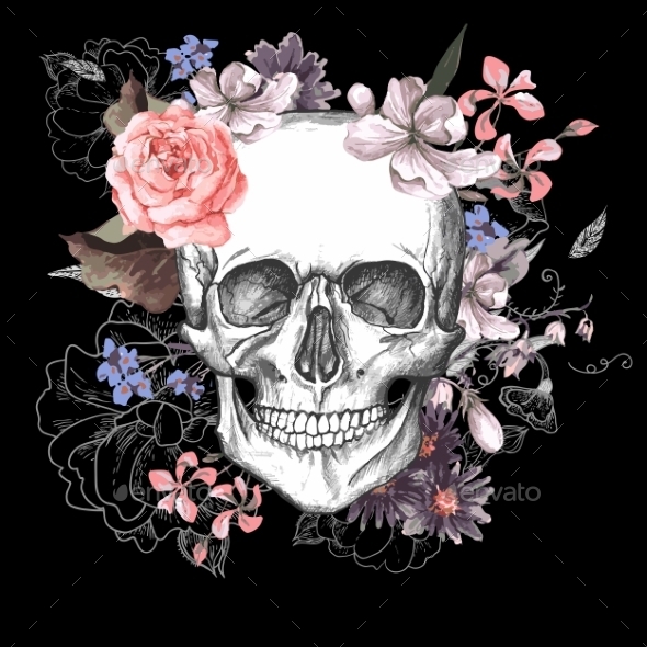 GraphicRiver Skull and Flowers Day of The Dead 10821283 GraphicRiver Skull and Flowers Day of The Dead 10821283