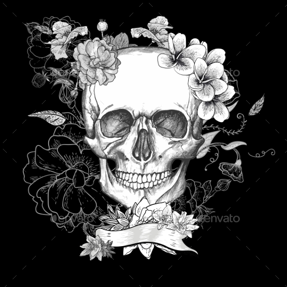 GraphicRiver Skull and Flowers Day of The Dead 10821291 GraphicRiver Skull and Flowers Day of The Dead 10821291