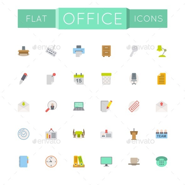 GraphicRiver Flat Office Icons 10822637 GraphicRiver Flat Office Icons 10822637