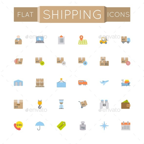 GraphicRiver Vector Flat Shipping Icons 10822669 GraphicRiver Vector Flat Shipping Icons 10822669
