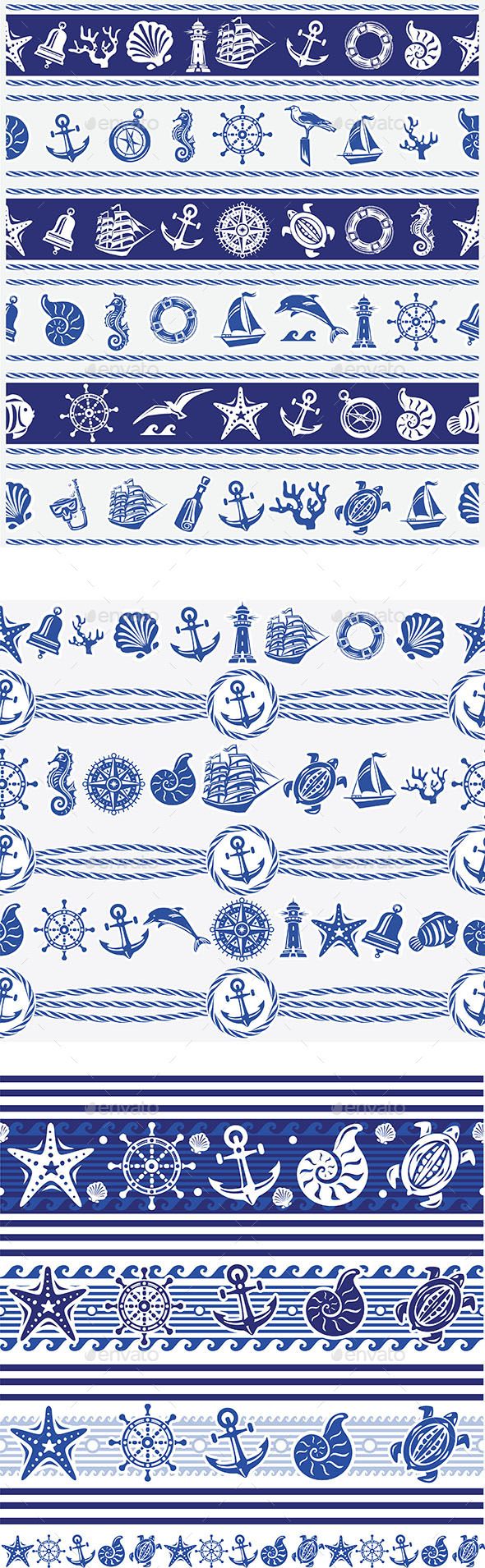 Borders with Nautical and Sea Symbols (Decorative Symbols)