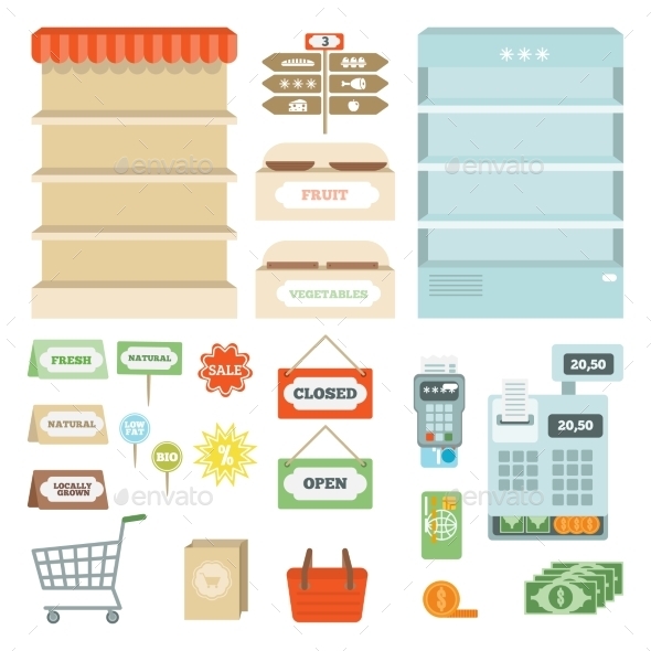 Supermarket Elements Set (Food)