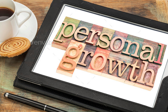 personal growth typography on tablet
