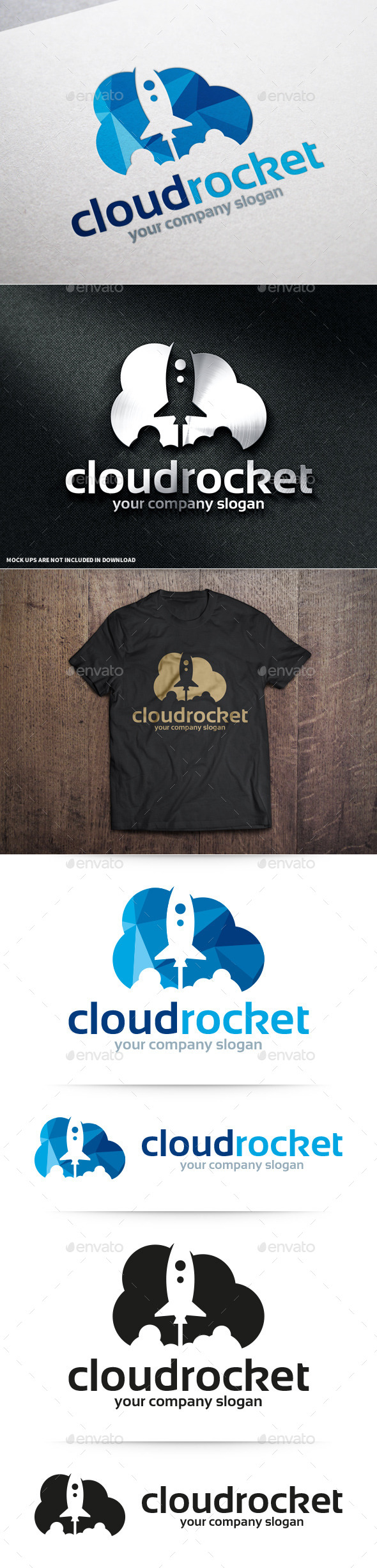 GraphicRiver Polygon Cloud Rocket Logo 10825850 GraphicRiver Polygon Cloud Rocket Logo 10825850