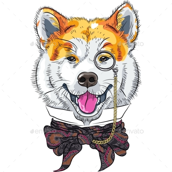 GraphicRiver Hipster Dog Akita Inu 10826582 GraphicRiver Hipster Dog Akita Inu 10826582
