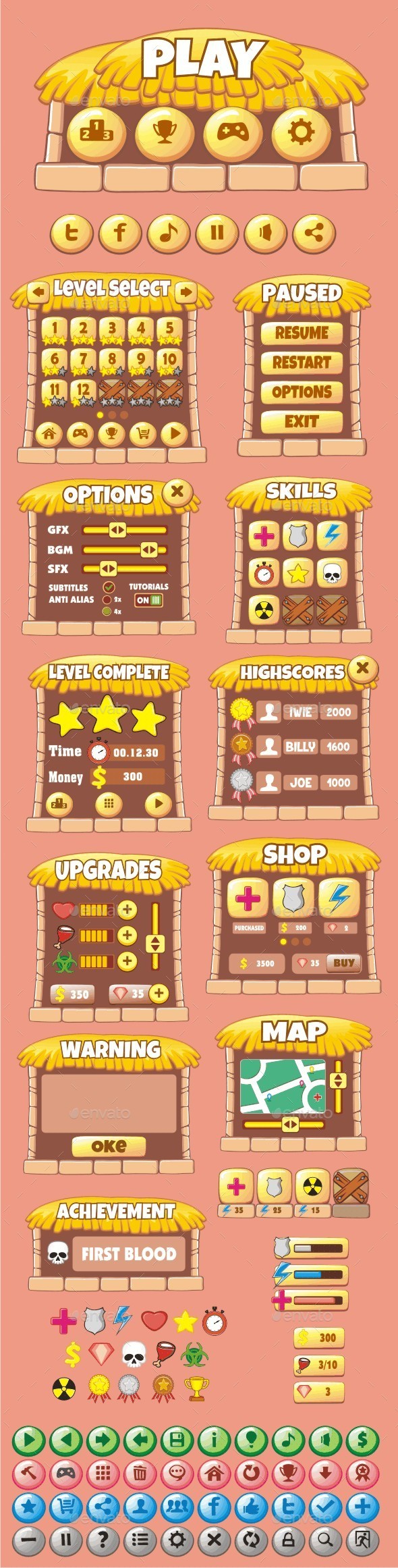 GraphicRiver cartoon game gui pack 23 10829540 GraphicRiver cartoon game gui pack 23 10829540