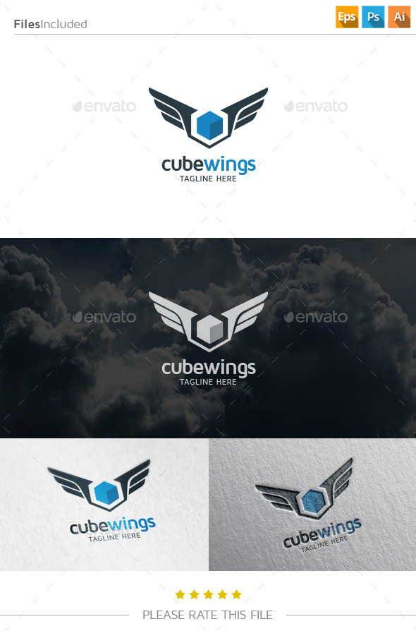 GraphicRiver Cube Wings Logo 10833412 GraphicRiver Cube Wings Logo 10833412