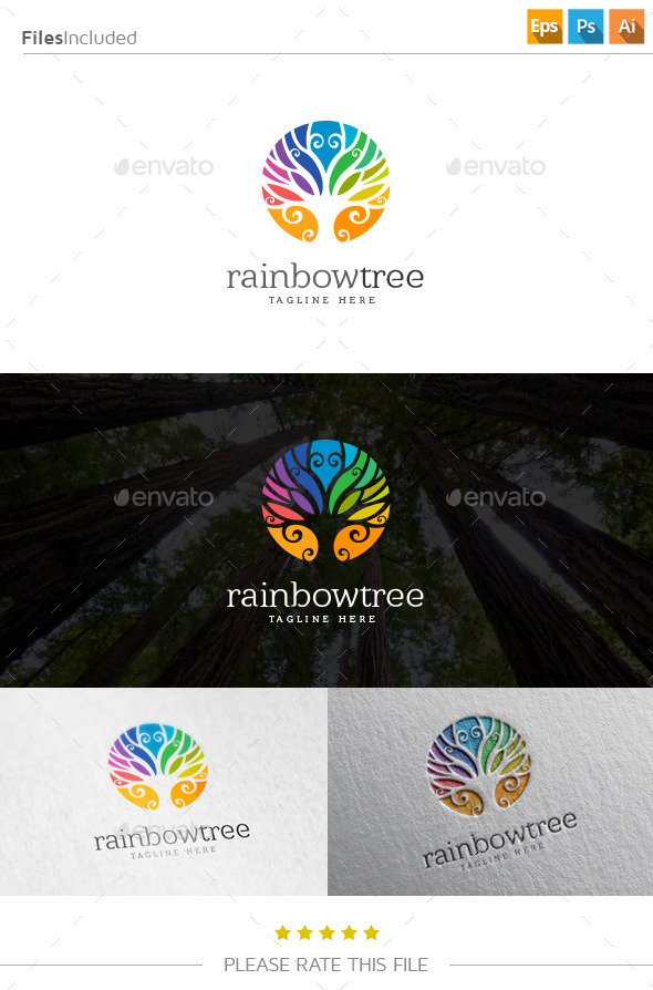 GraphicRiver Rainbow Tree Logo 10833652 GraphicRiver Rainbow Tree Logo 10833652