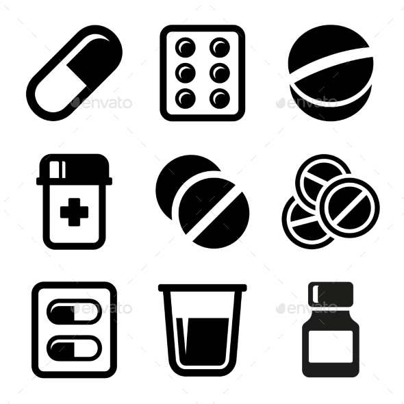 GraphicRiver Pills and Capsules Icons Set 10834083 GraphicRiver Pills and Capsules Icons Set 10834083