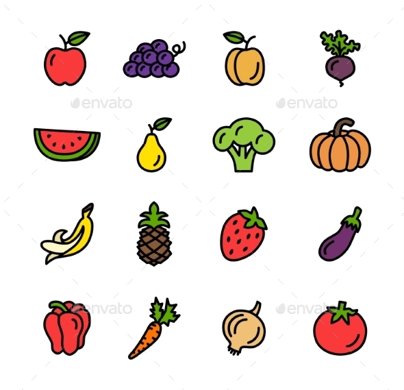 GraphicRiver Flat Line Vegetables Icons Vector 10835582 GraphicRiver Flat Line Vegetables Icons Vector 10835582
