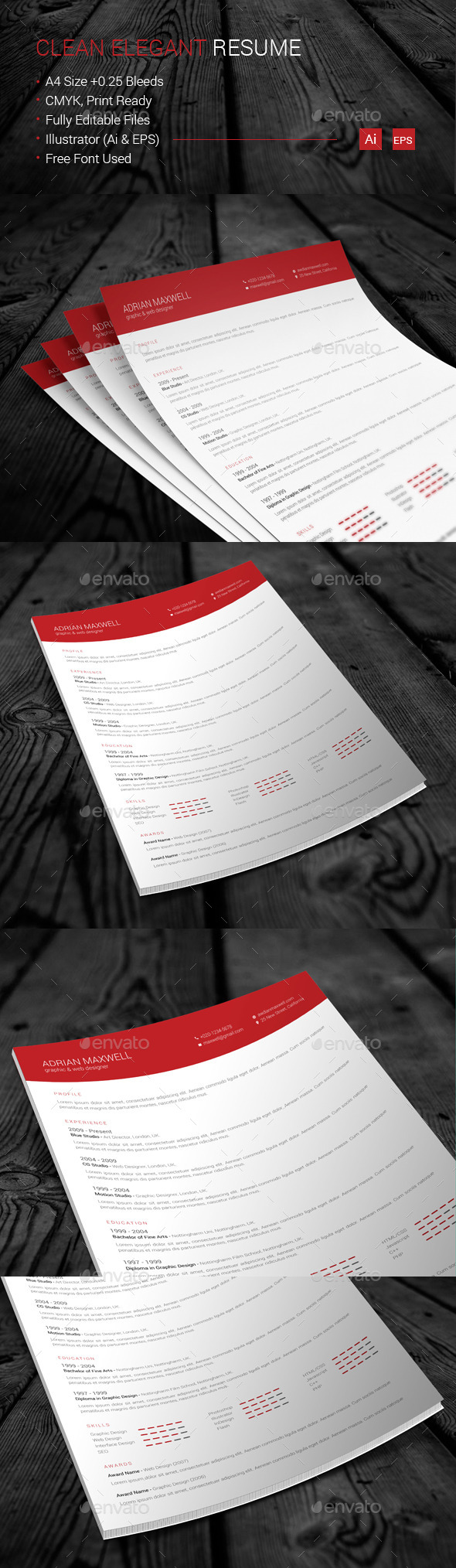 GraphicRiver Clean Elegant Resume 10839669 GraphicRiver Clean Elegant Resume 10839669