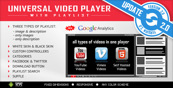 Universal Video Player - YouTube/Vimeo/Self-Hosted