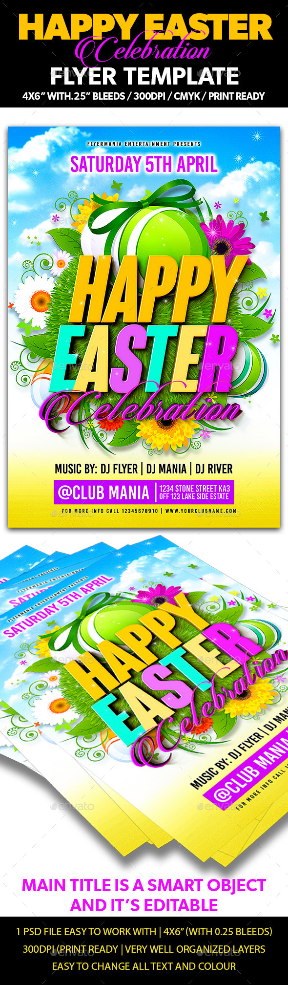 Happy Easter Celebration Flyer Template (Holidays)