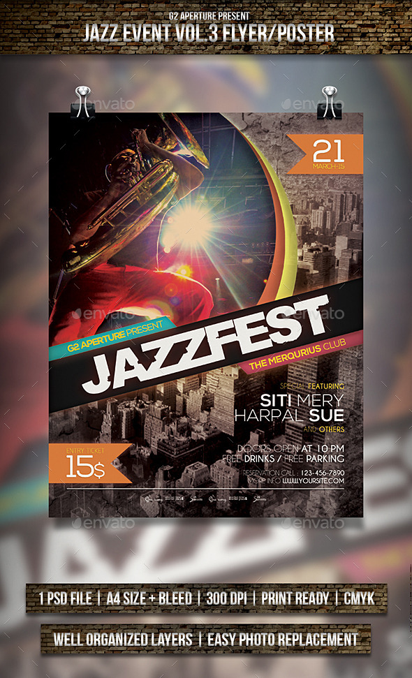 GraphicRiver Jazz Event Flyer Poster Vol.3 10849117 GraphicRiver Jazz Event Flyer Poster Vol.3 10849117