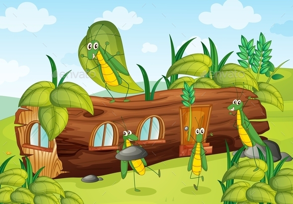 GraphicRiver Grasshopper and Wooden House 10849484 GraphicRiver Grasshopper and Wooden House 10849484