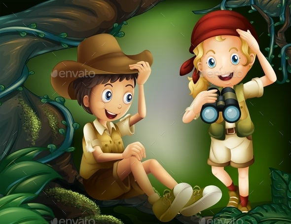 GraphicRiver Jungle with a Boy and a Girl 10852752 GraphicRiver Jungle with a Boy and a Girl 10852752