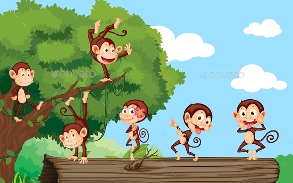 GraphicRiver Monkeys in a Park 10853071 GraphicRiver Monkeys in a Park 10853071