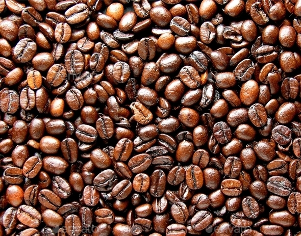 close-up of the a lot of coffee beans