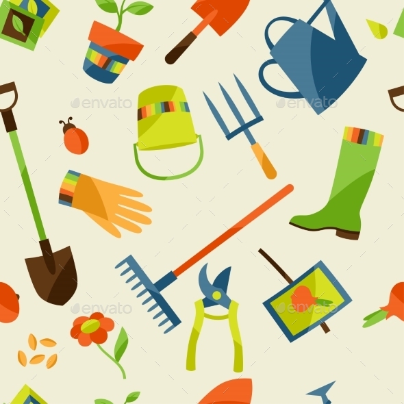 GraphicRiver Garden Tools Pattern 10855605 GraphicRiver Garden Tools Pattern 10855605